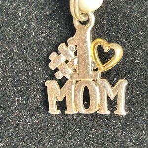 Gold and Silver #1 Mom Pendant Charm 925 Sterling Silver 1g